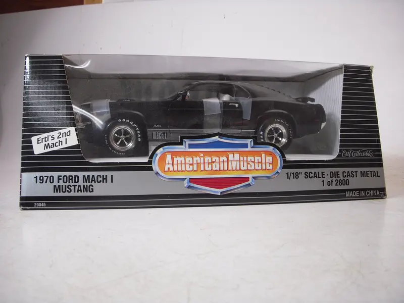 1970 Ford Mustang Mach 1 428 New Black White Ertl American Muscle Diecast 1:18 Scale (N-Top) 1