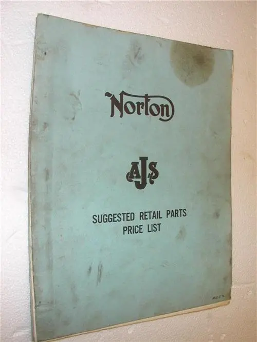 1974 Vintage Norton Ajs Retail Parts Price List Manual Used Book (Man-F2) 1