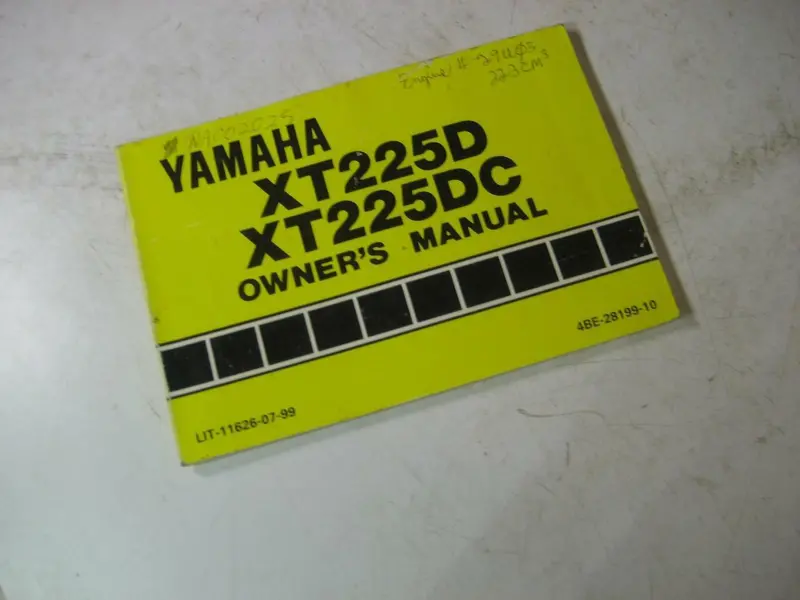 1992 Xt225 D/Dc Yamaha Owners Manual 4Be-28199 (Blue-2) 1