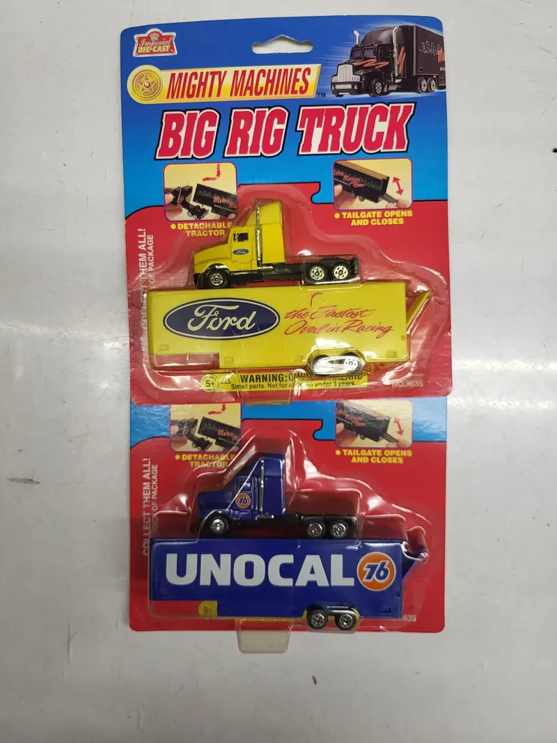 2- Imperial Diecast Might Machines Big Rig Truck Blue Unocal Yellow Ford New Toy Collectible (I-Top 112624-20) 1