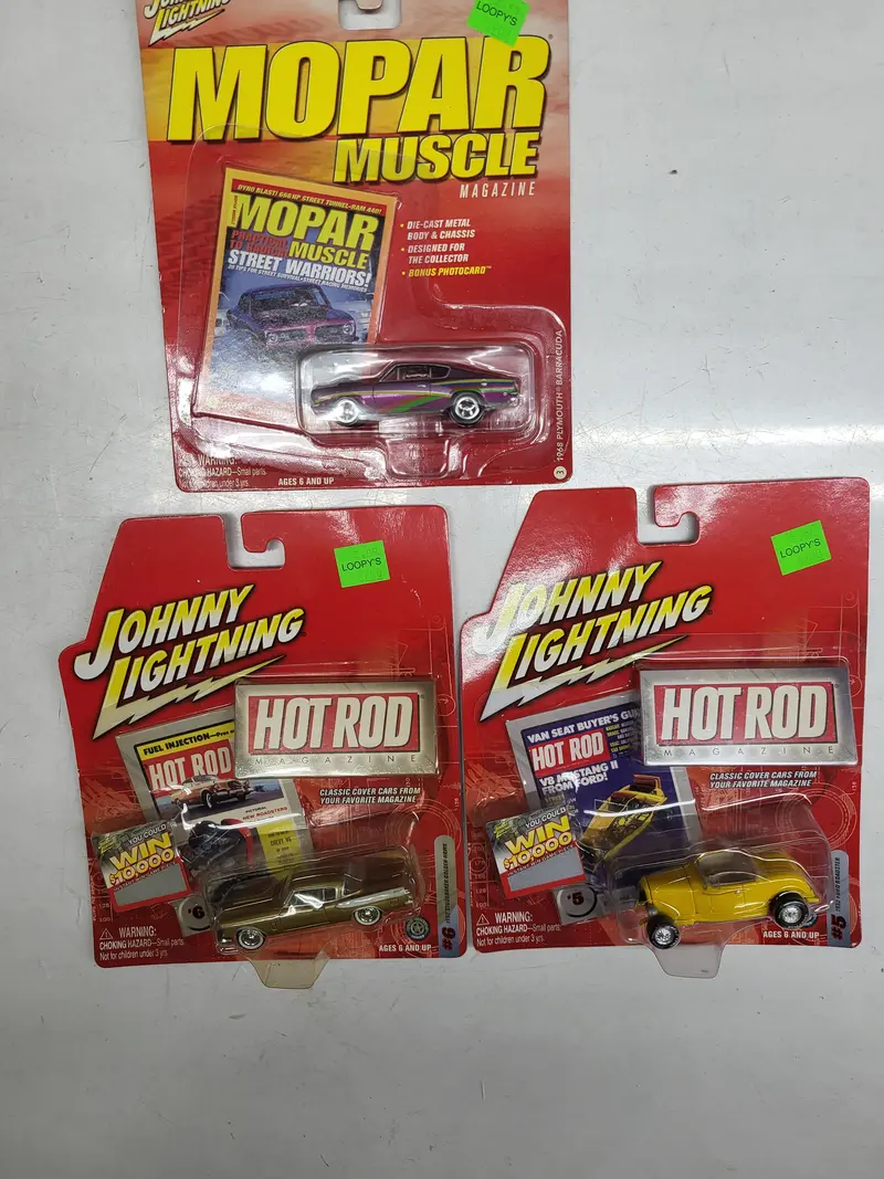3- Hot Rod 57 Studebacker Barracuda 32 Ford Roadster Johnny Lightning New Toy Collectible (I-Top 112624-15) 1