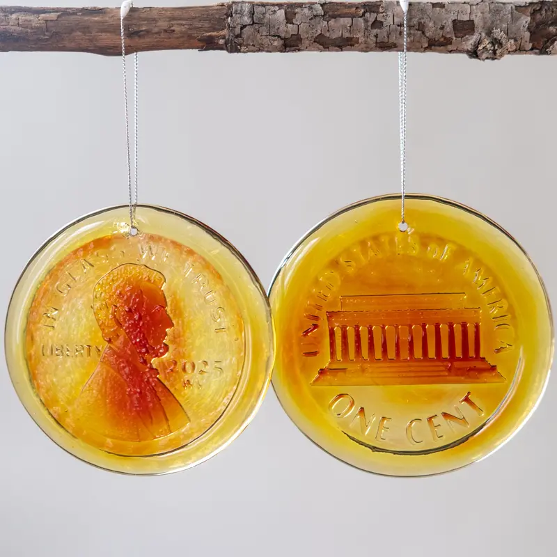 4" Blenko Penny Suncatcher Set - Tangerine 1