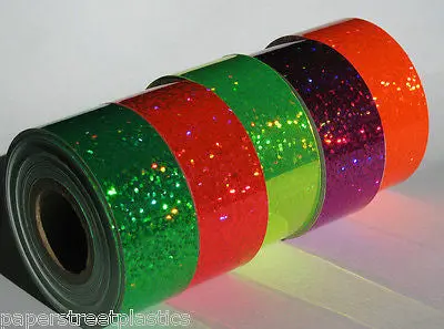 5 Rolls Of Sparkle Sequins Tape,  Tropical Fluorescent Color Mix 1"X25 Ft Each 1