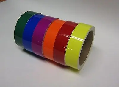 6 Rolls Of Colored Vinyl Tapes, Rainbow Colors, 1 Inch X 25 Feet 1