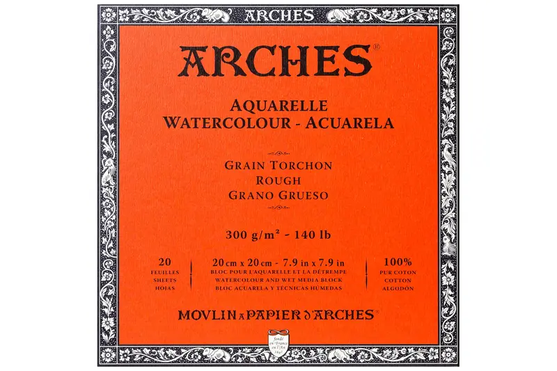 Arches Watercolor Paper Block, Rough, 7.9" Square 1
