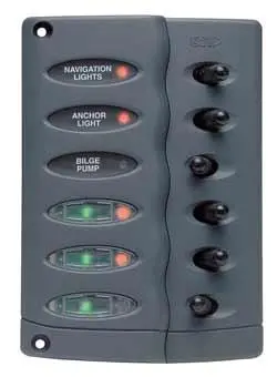 Bep Waterproof Ipx5 6 Gang Illuminated Switch Panel 12V 1