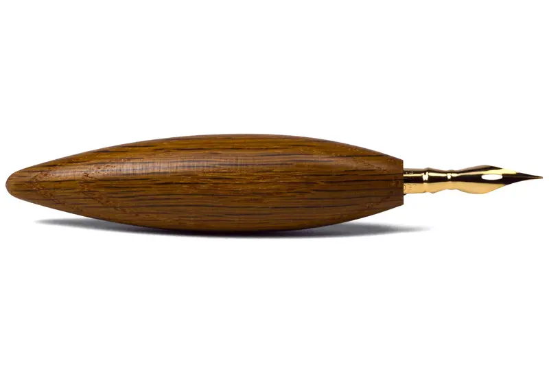 Bullet Pen Holder, Aged Oak, With Leonardt #30 Nib 1