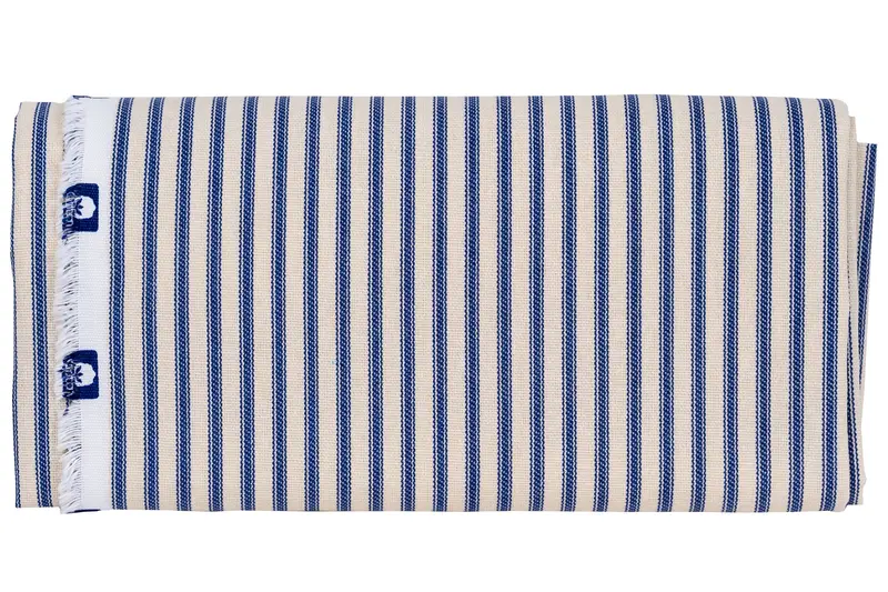 Cotton Ticking By The Yard, Blue Stripe 1