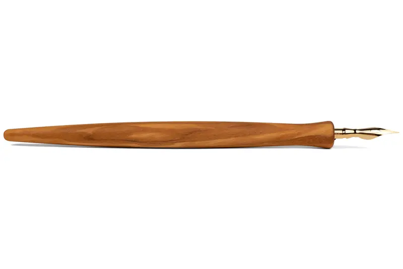 Curve Pen Holder, Olive Wood, With Leonardt #30 Nib 1