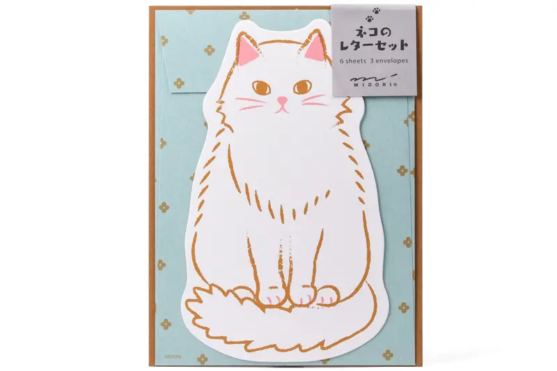 Die-Cut Animal Notecards, White Cat 1