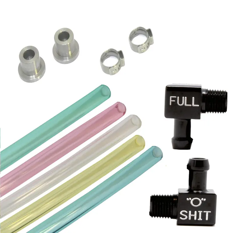 Fuel Sight Gauge Kit With Black Anodized Elbow Fittings-Indicator Text 1