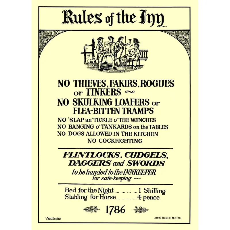 Galley Cloth, Rules Of The Inn 75Cmx47cm Nauticalia 24600 1