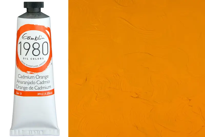 Gamblin 1980 Oil Colors, 37 Ml, Cadmium Orange 1
