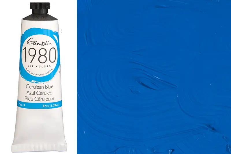 Gamblin 1980 Oil Colors, 37 Ml, Cerulean Blue 1