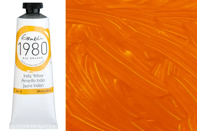 Gamblin 1980 Oil Colors, 37 Ml, India Yellow 1