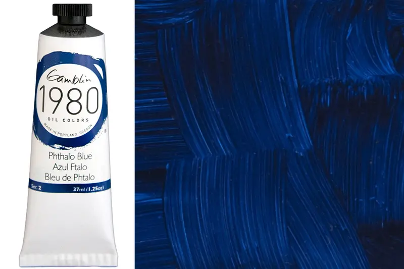 Gamblin 1980 Oil Colors, 37 Ml, Phthalo Blue 1