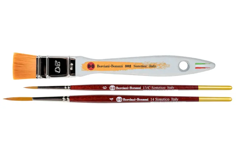 Gold Synthetic Watercolor Brushes, Set Of 3 1