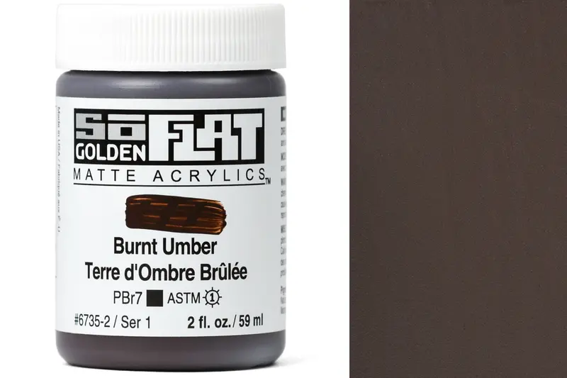 Golden Soflat Matte Acrylics, Burnt Umber 1