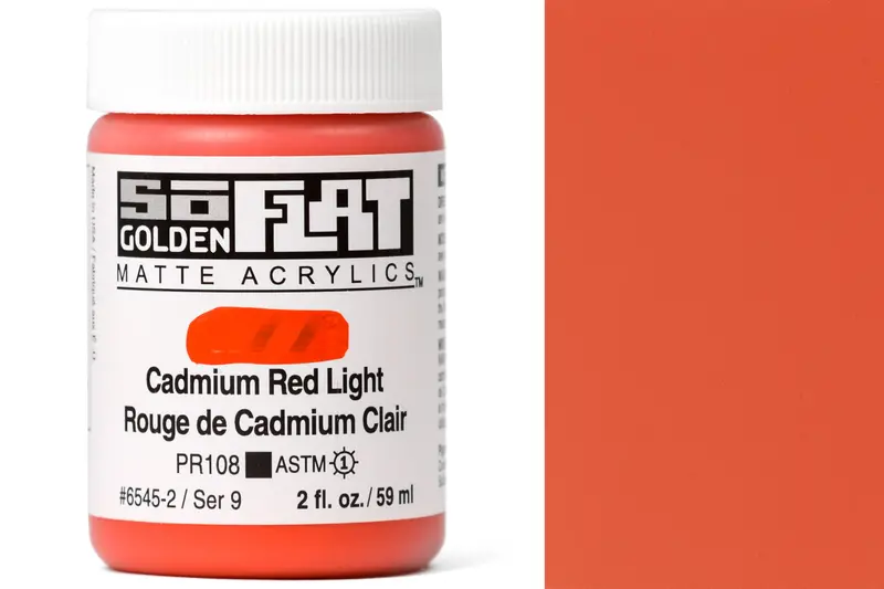 Golden Soflat Matte Acrylics, Cadmium Red Light 1