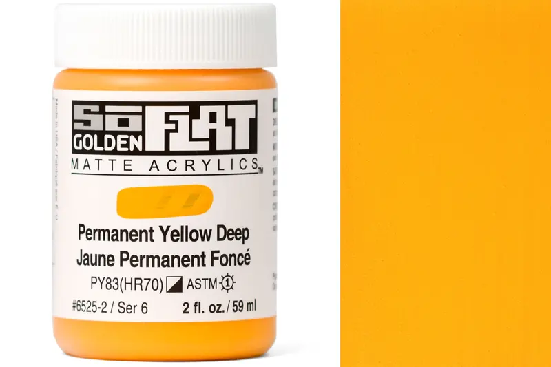 Golden Soflat Matte Acrylics, Permanent Yellow Deep 1