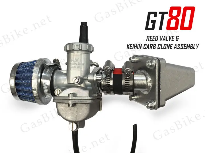 Gt80 Reed Valve & Keihin Carburetor Clone Assembly 80Cc Gas Motorized Bicycle 1
