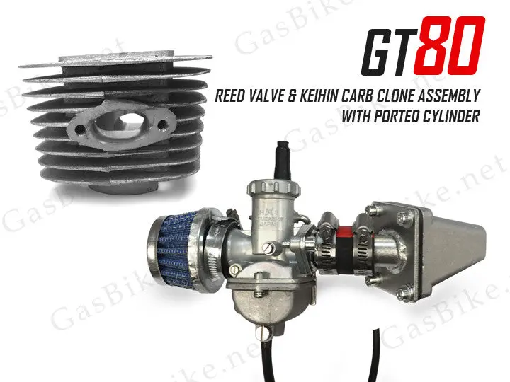Gt80 Reed Valve & Keihin Carburetor Clone Assembly With Ported Cylinder 1