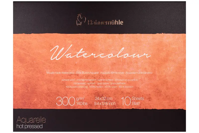 Hahnemühle Collection Watercolor Block, Hot Press, 9.4" X 12.6" 1