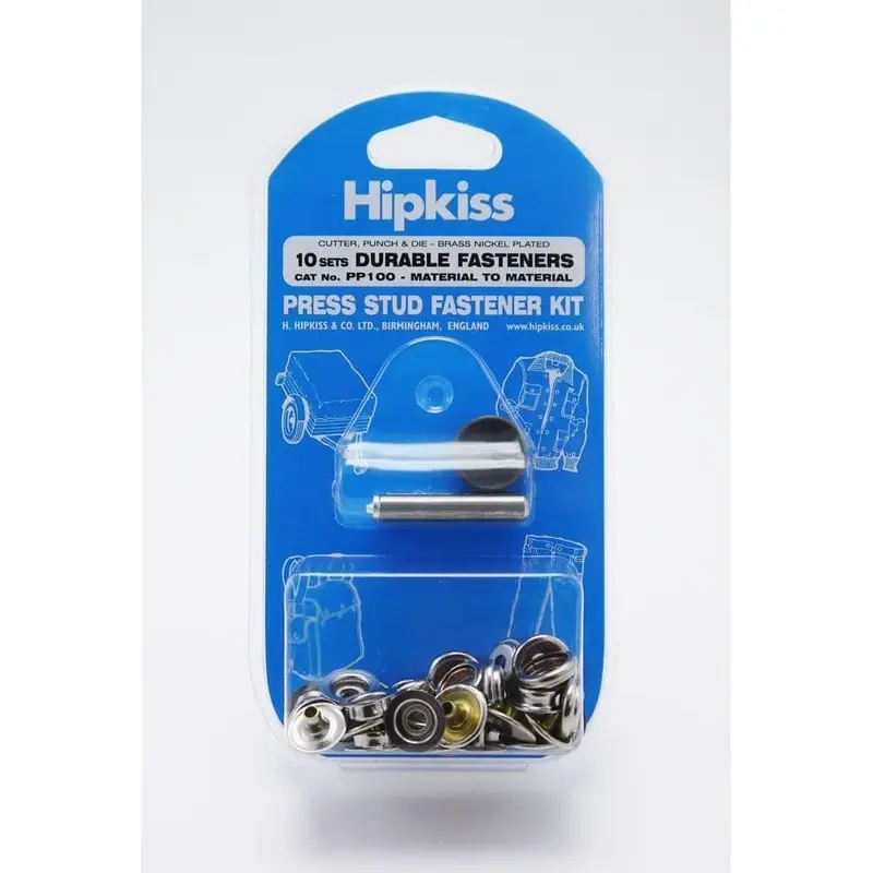 Hipkiss Nickel Plated Press Stud Kits Fabric To Wood 1