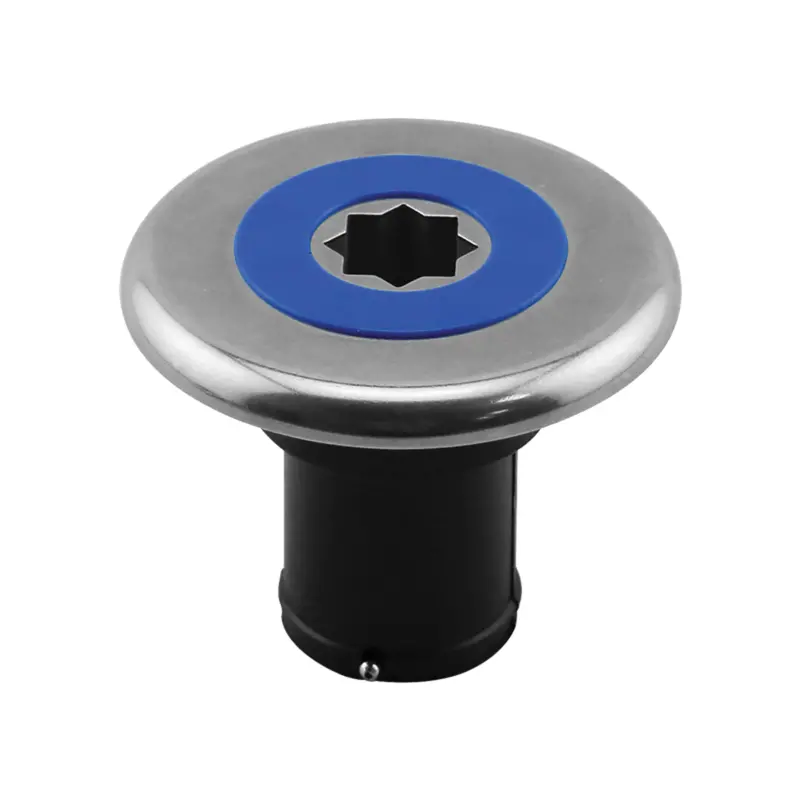 Inox Deck Filler Ø38mm With Blue Cap  For Water Black Base 1