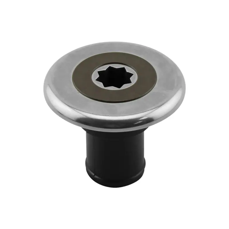 Inox Deck Filler Ø38mm With Brown Cap For Waste Water Black Base 1