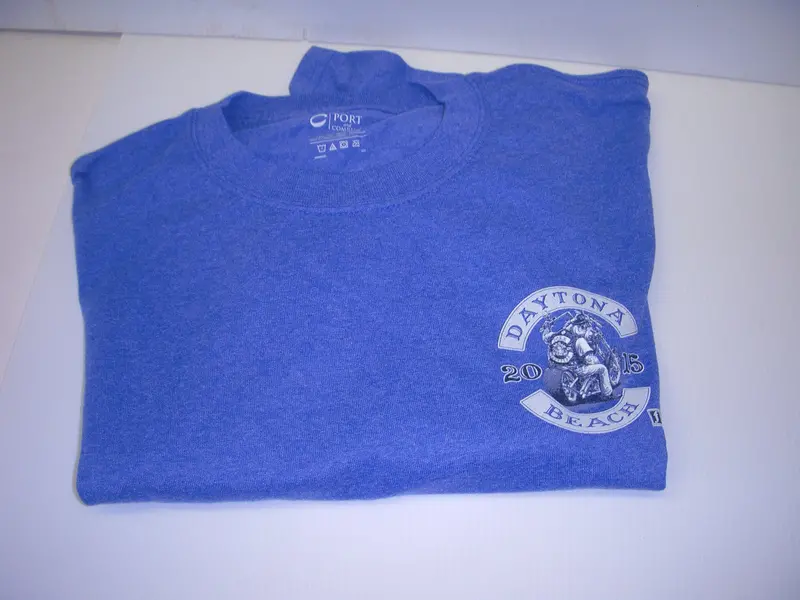 Large Blue T-Shirt New Daytona Beach Bike Week Vintage $0.59 Gas Station (A69-25-43) 1
