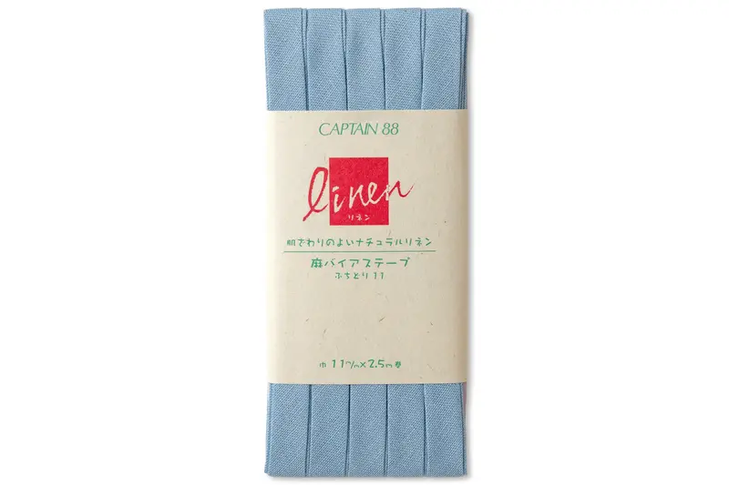 Linen-Blend Bias Tape, Soft Blue 1