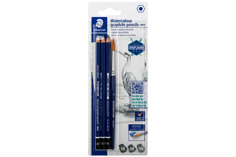 Mars Lumograph Aquarell Pencils, Set Of 3 + Brush 1