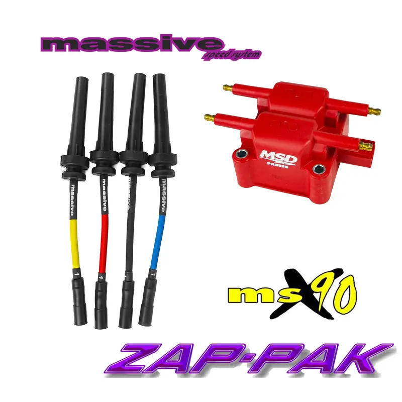 Massive Zap-Pak Ignition Kit Msd Coil Msx90 Performance Spark Plug Cables Wires Neon Srt 4 2.4 1