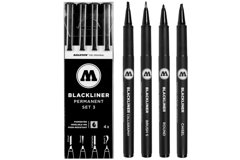 Molotow Blackliner Pigment Pens, Set Of 4 1