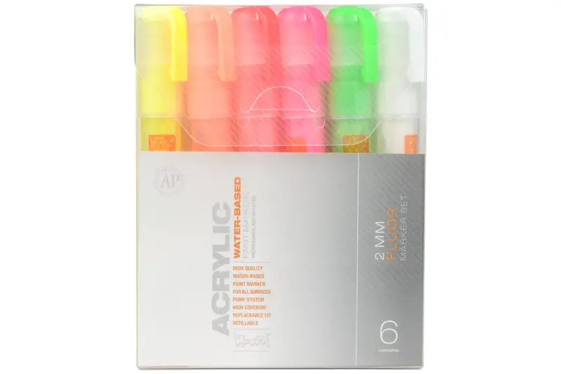 Montana Acrylic Paint Markers, Fluorescent Set Of 6 1