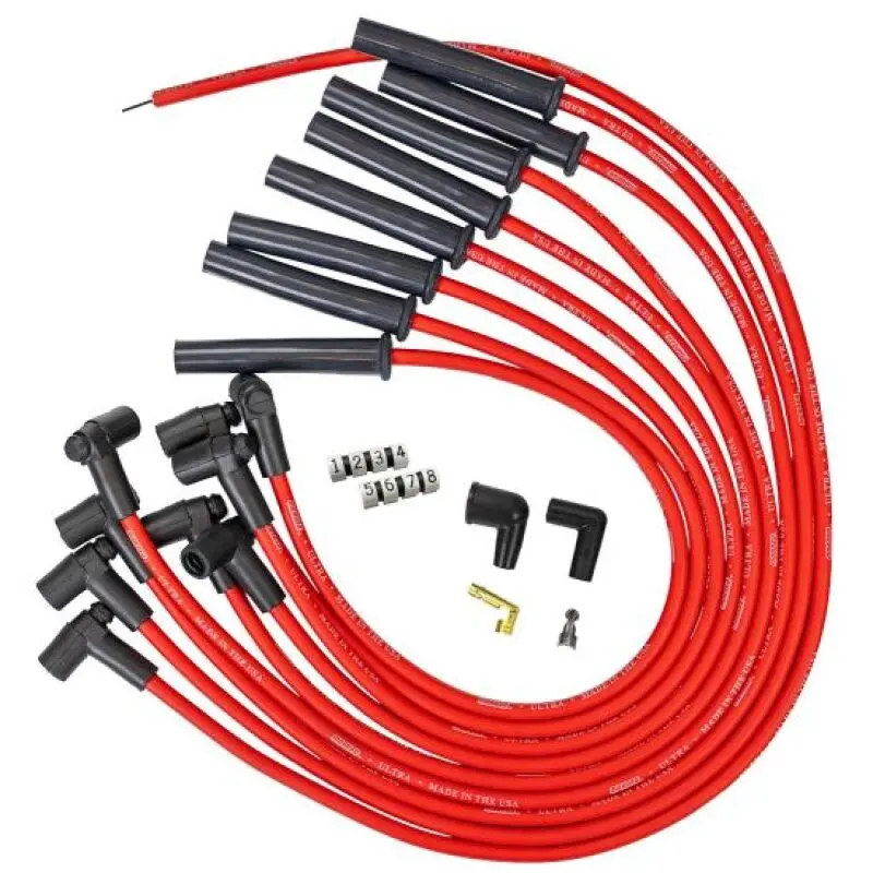 Moroso Ford 351C Hei-Style Cap Ultra 350 8Mm Multi-Angle Boot Ignition Spark Plug Wire Set - Red 1