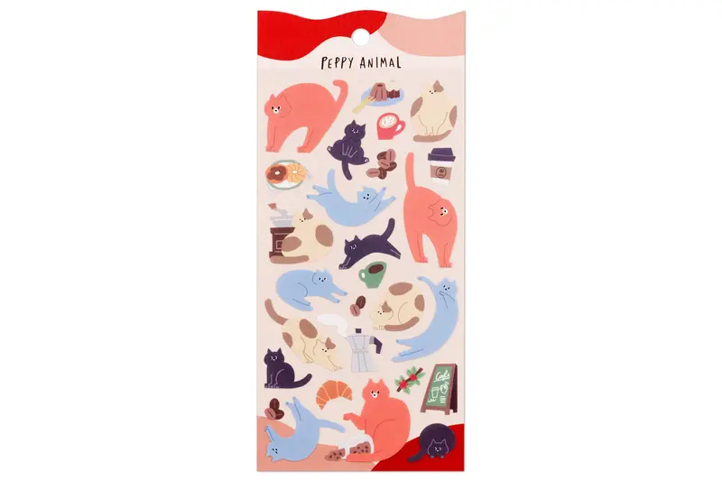 Peppy Animals Sticker Sheet — Cafe Cats 1