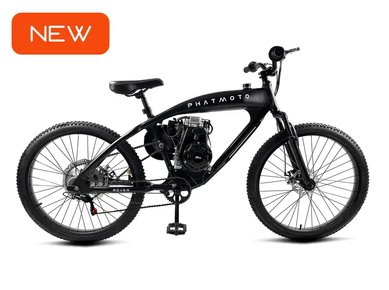 Phatmoto™ Rover 2023 - 79Cc Motorized Bicycle 7-Speed (Matte Black) 1