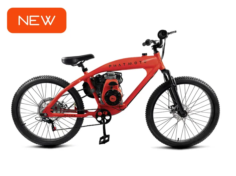 Phatmoto™ Rover 2023 - 79Cc Motorized Bicycle 7-Speed (Red) 1