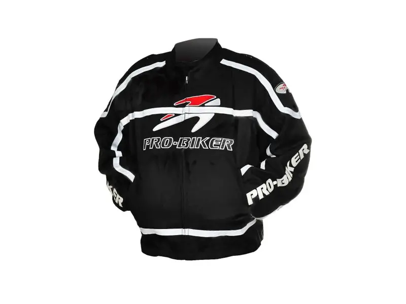 Pro-Biker Jk-05 Professional Polyester Motorcycle Riding Race Jacket - Black + White 1