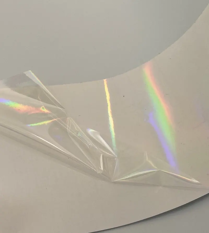 Rainbow Oil Slick Transparent Holographic Overlay,  Lamination Grade 3.25 Inch Wide 1