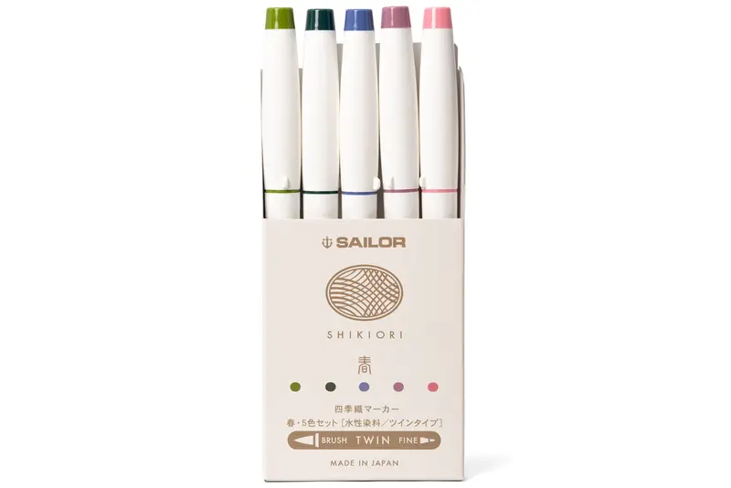 Shikiori Brush Pens, Set Of 5, Spring Colors 1
