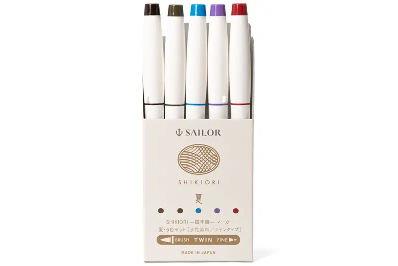 Shikiori Brush Pens, Set Of 5, Summer Colors 1
