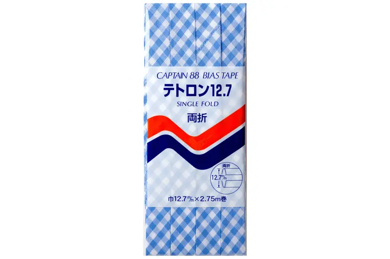 Single-Fold Bias Tape, Blue Gingham 1