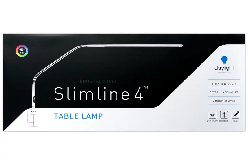 Slimline 4 Table Lamp, Brushed Steel 1