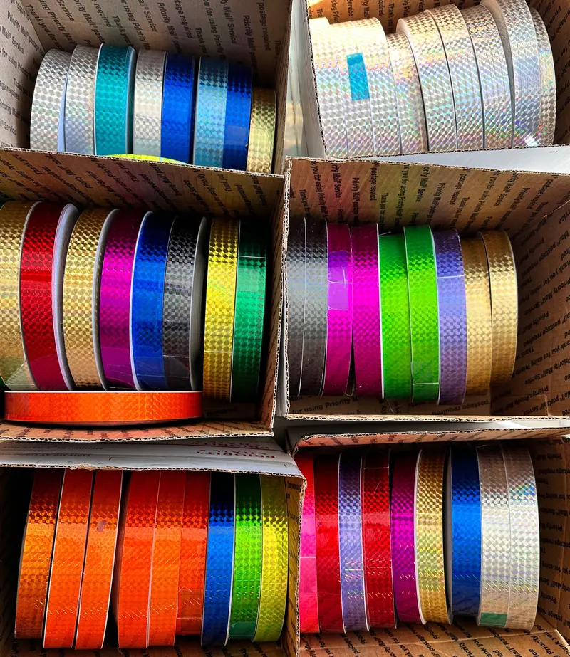 Surplus 1 Inch X 150 Foot Rolls Of Prism Tape, Holographic Iridescent 1/4" Mosaic 1