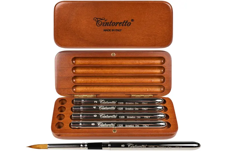 Tintoretto Watercolor Travel Brush Set, Synthetic Sable 1