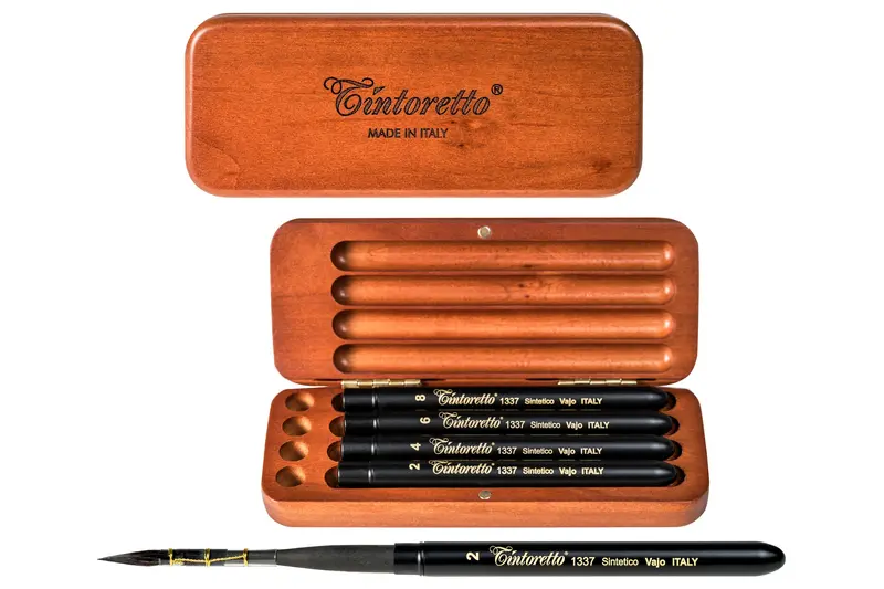 Tintoretto Watercolor Travel Brush Set, Synthetic Squirrel Quills 1