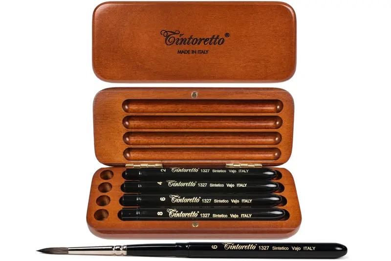 Tintoretto Watercolor Travel Brush Set, Synthetic Squirrel Rounds 1